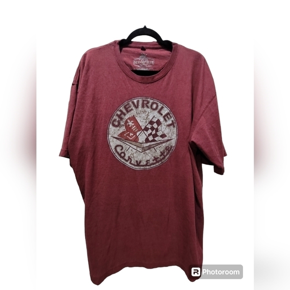 NEWPORT BLUE XXL Red Graphic Print "CORVETTE" Cotton Blend T-Shirt - Picture 1 of 4